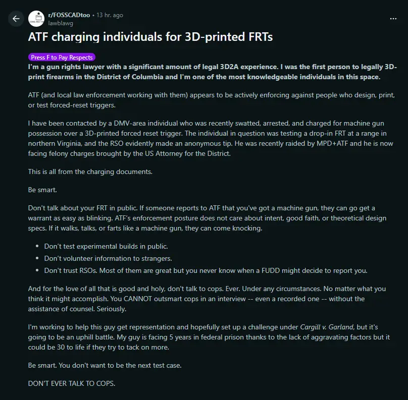 fosscadtoo turd arrest