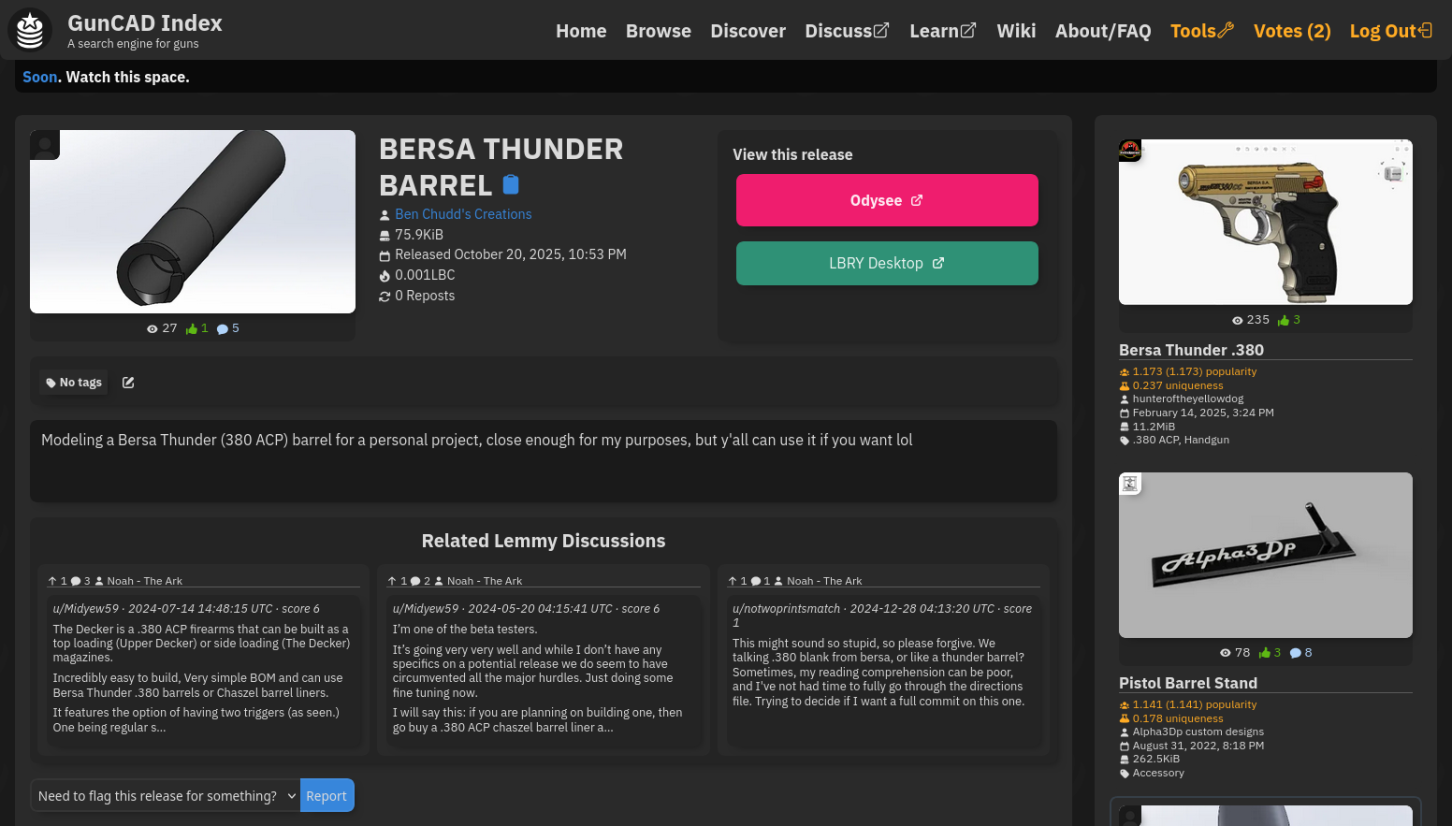 A detail view, showcasing Lemmy posts below a release